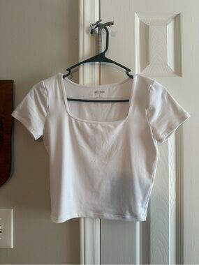 Hollister Soft Stretch White Square-Neck Short Sleeve Baby Tee